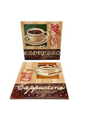 Espresso Cappuccino Cafe Wall Art Ceramic Tile Set Coffee Themed Tiles